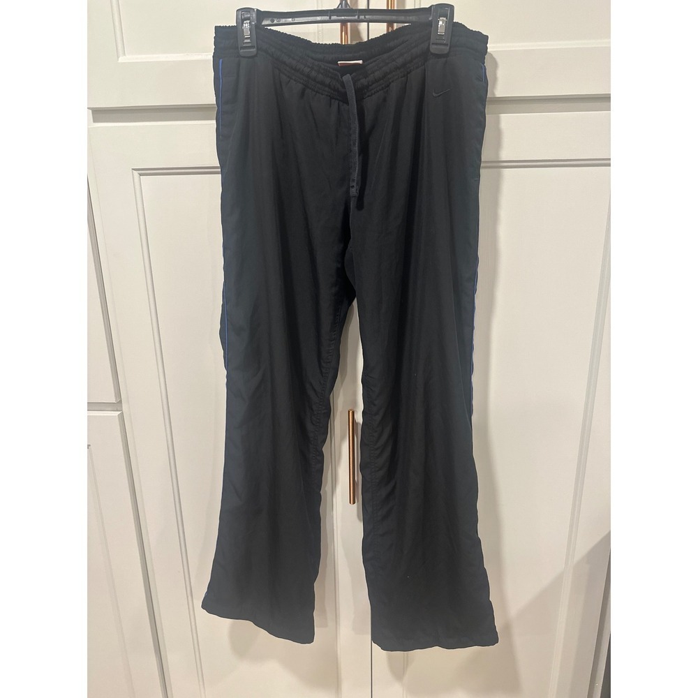 Y2K Nike The Athletic Dept. Track Pants Black with Blue Stripe Mens Size Large